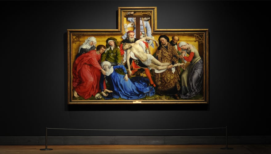 Antes de 1443: El Descendimiento. Óleo sobre tabla de roble. Museo Nacional del Prado. Depósito de Patrimonio Nacional